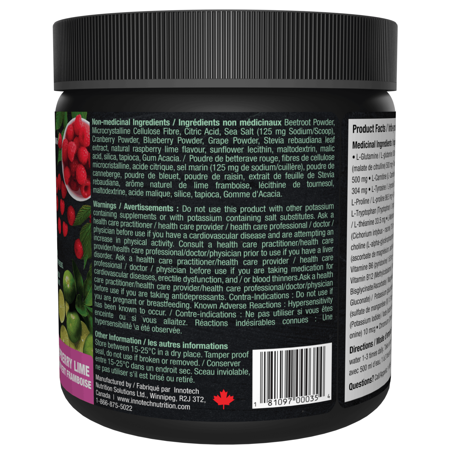 360g Raspberry Lime | Innotech Amino Days Electrolytes & Essential Amino Acids in Canada