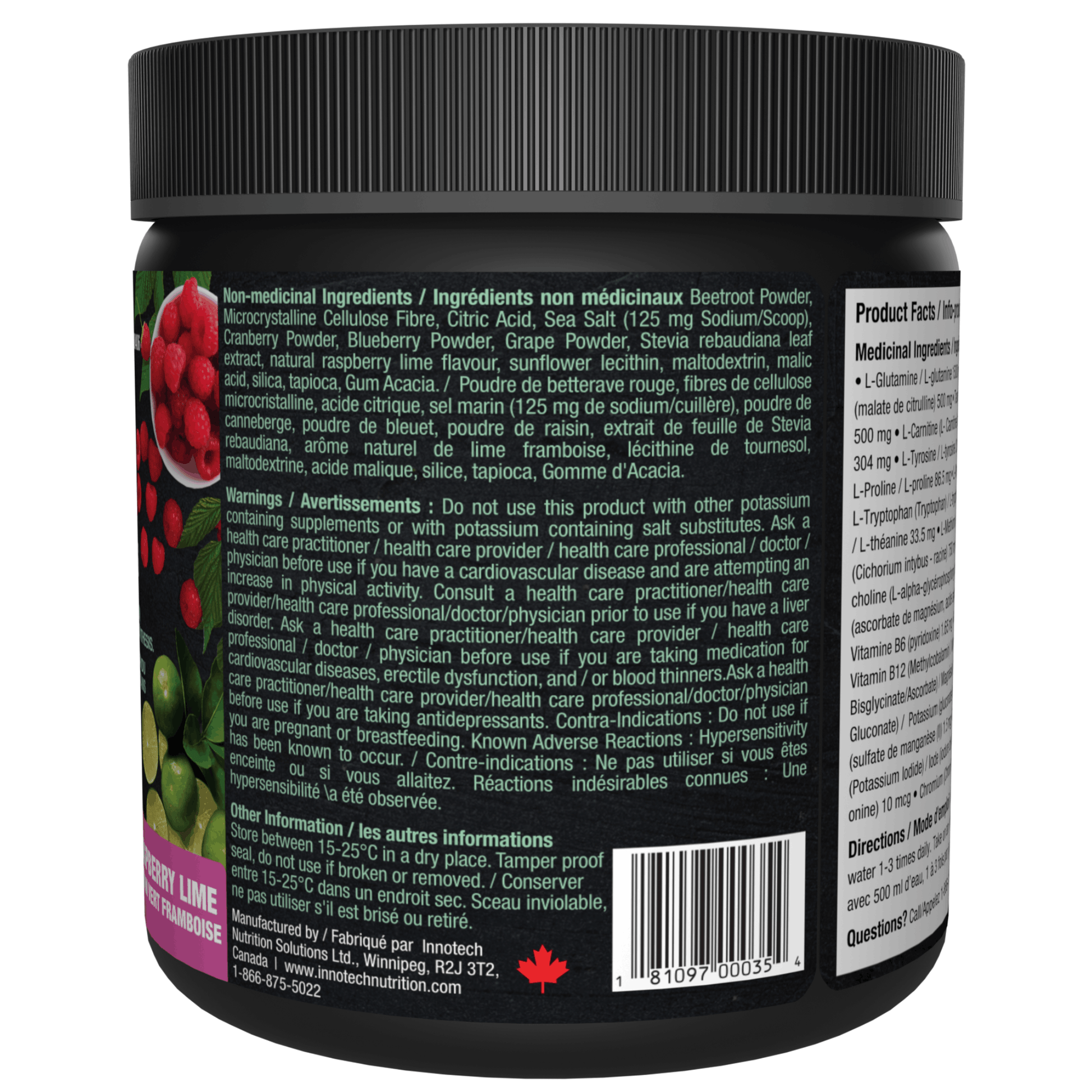 360g Raspberry Lime | Innotech Amino Days Electrolytes & Essential Amino Acids in Canada