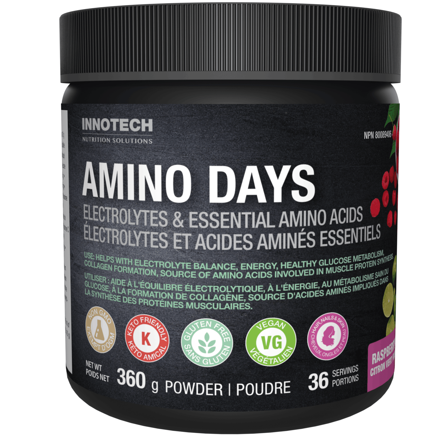 360g Raspberry Lime | Innotech Amino Days Electrolytes & Essential Amino Acids in Canada
