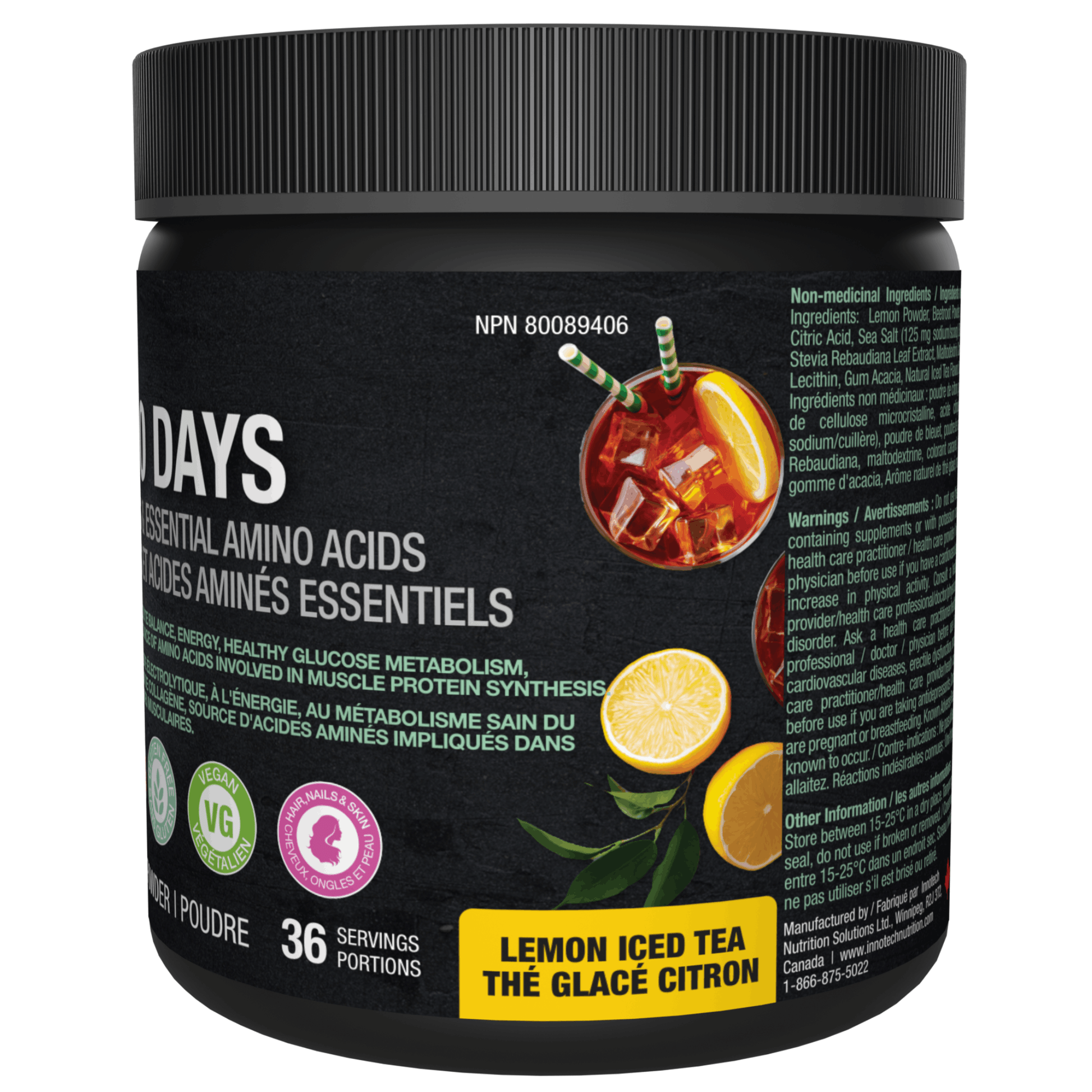 360g Lemon Iced Tea | Innotech Amino Days Electrolytes & Essential Amino Acids in Canada
