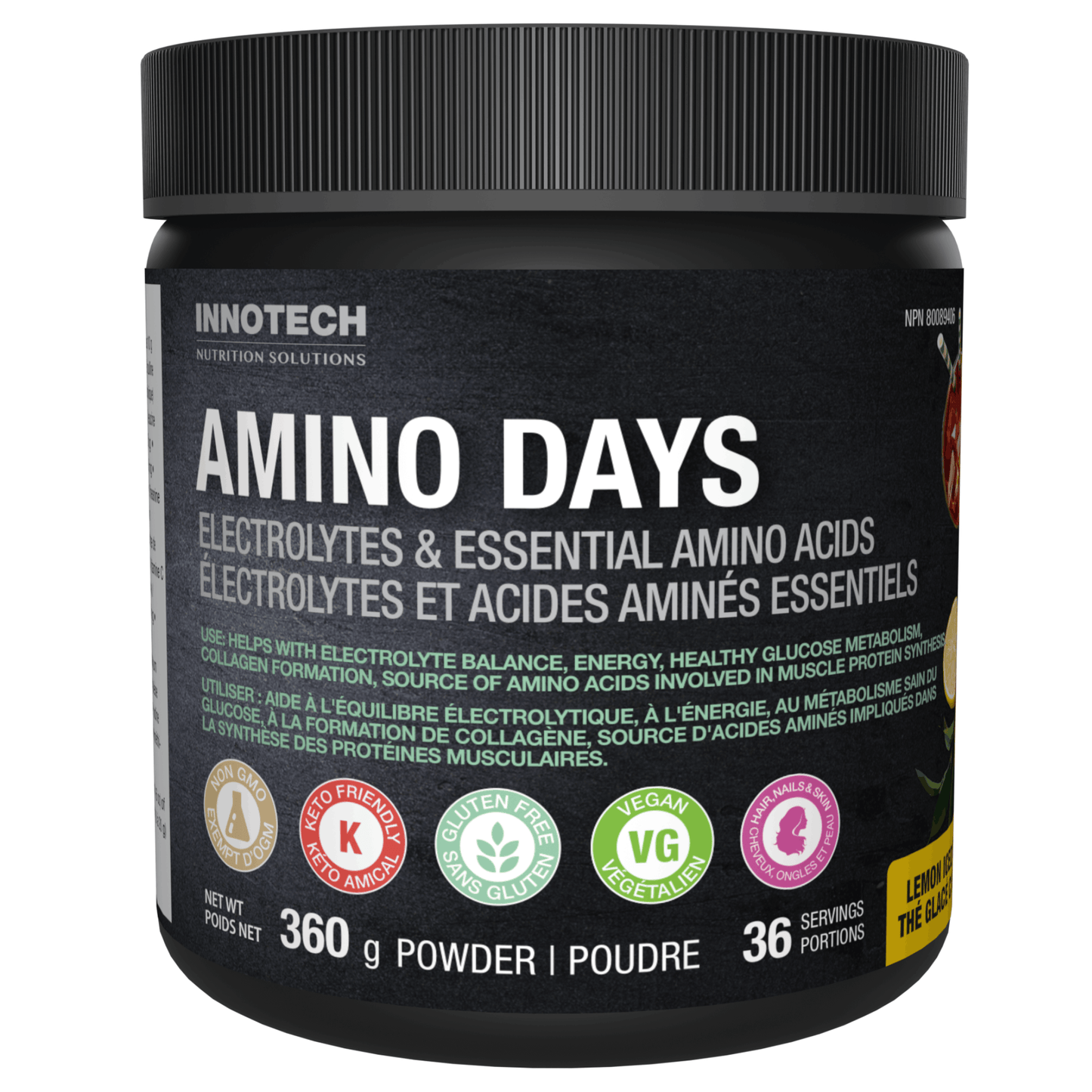 360g Lemon Iced Tea | Innotech Amino Days Electrolytes & Essential Amino Acids in Canada