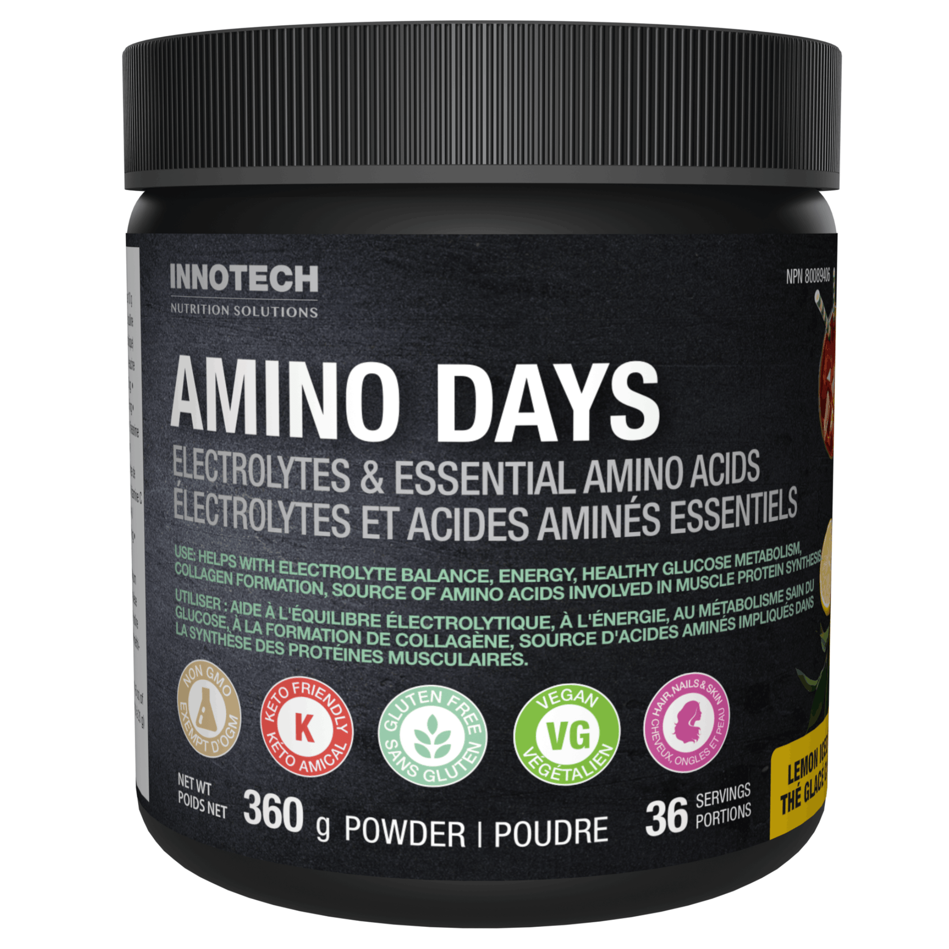 360g Lemon Iced Tea | Innotech Amino Days Electrolytes & Essential Amino Acids in Canada