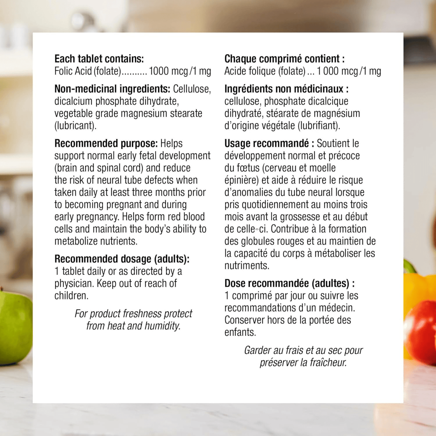 120 Tablets | Webber Naturals Folic Acid 1000 mcg