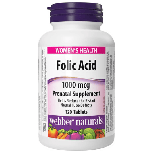 120 Tablets | Webber Naturals Folic Acid 1000 mcg