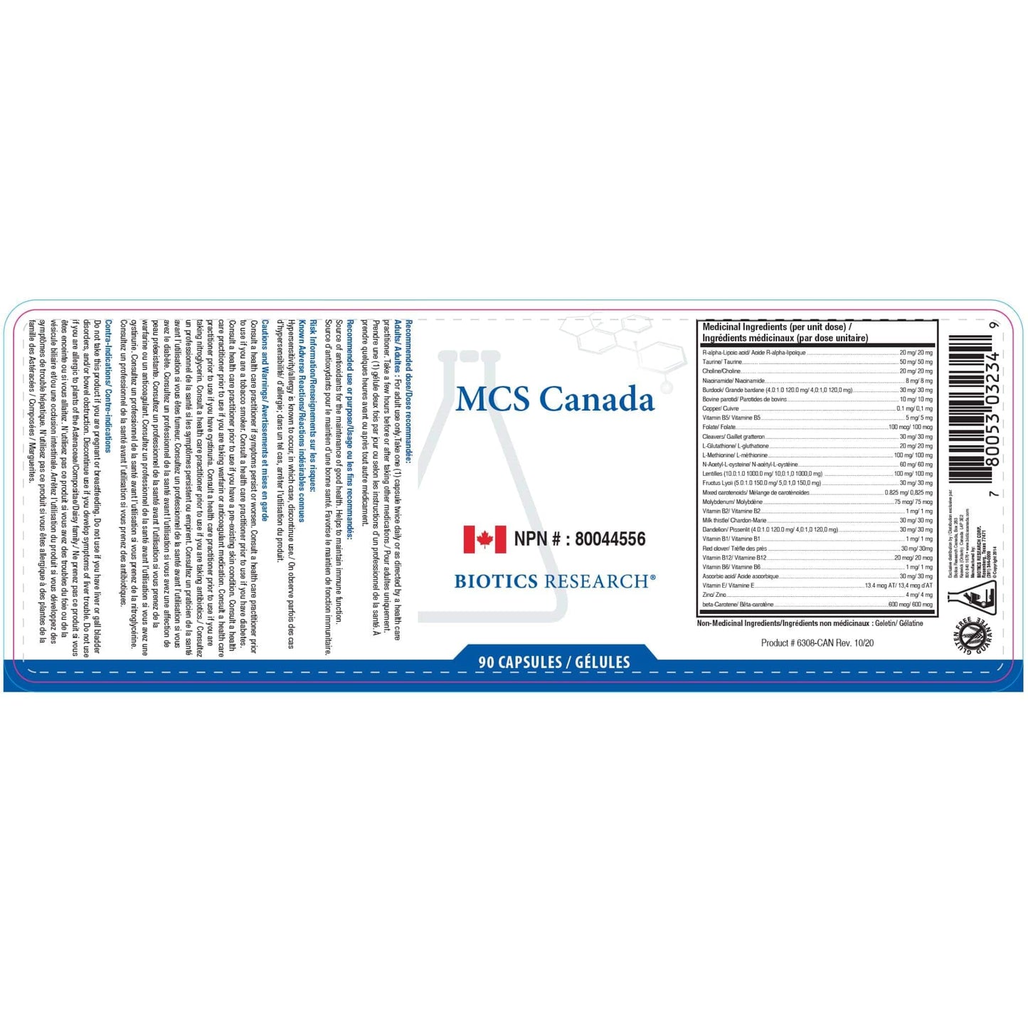 90 Capsules | Biotics Research MCS 2 Canada