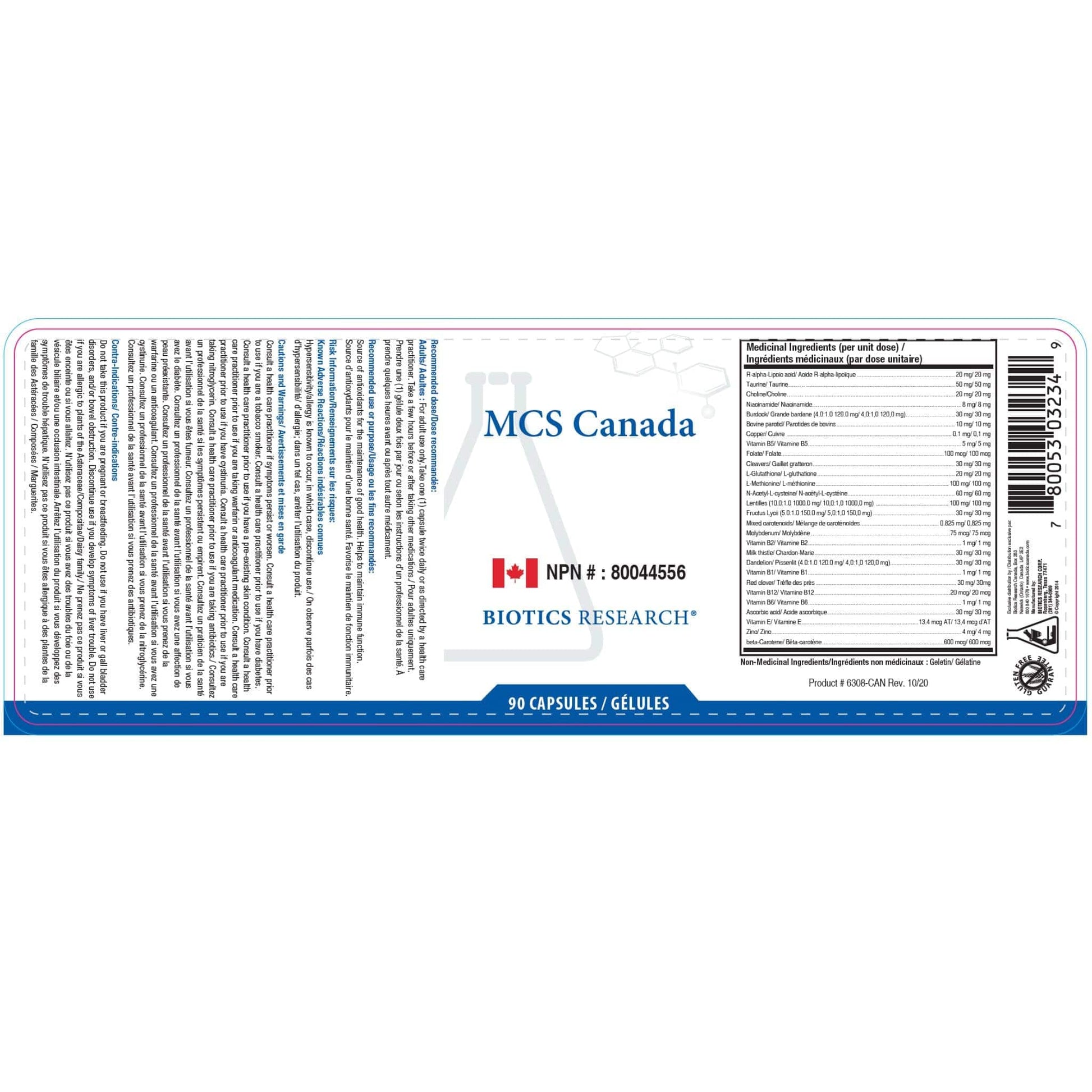 90 Capsules | Biotics Research MCS 2 Canada