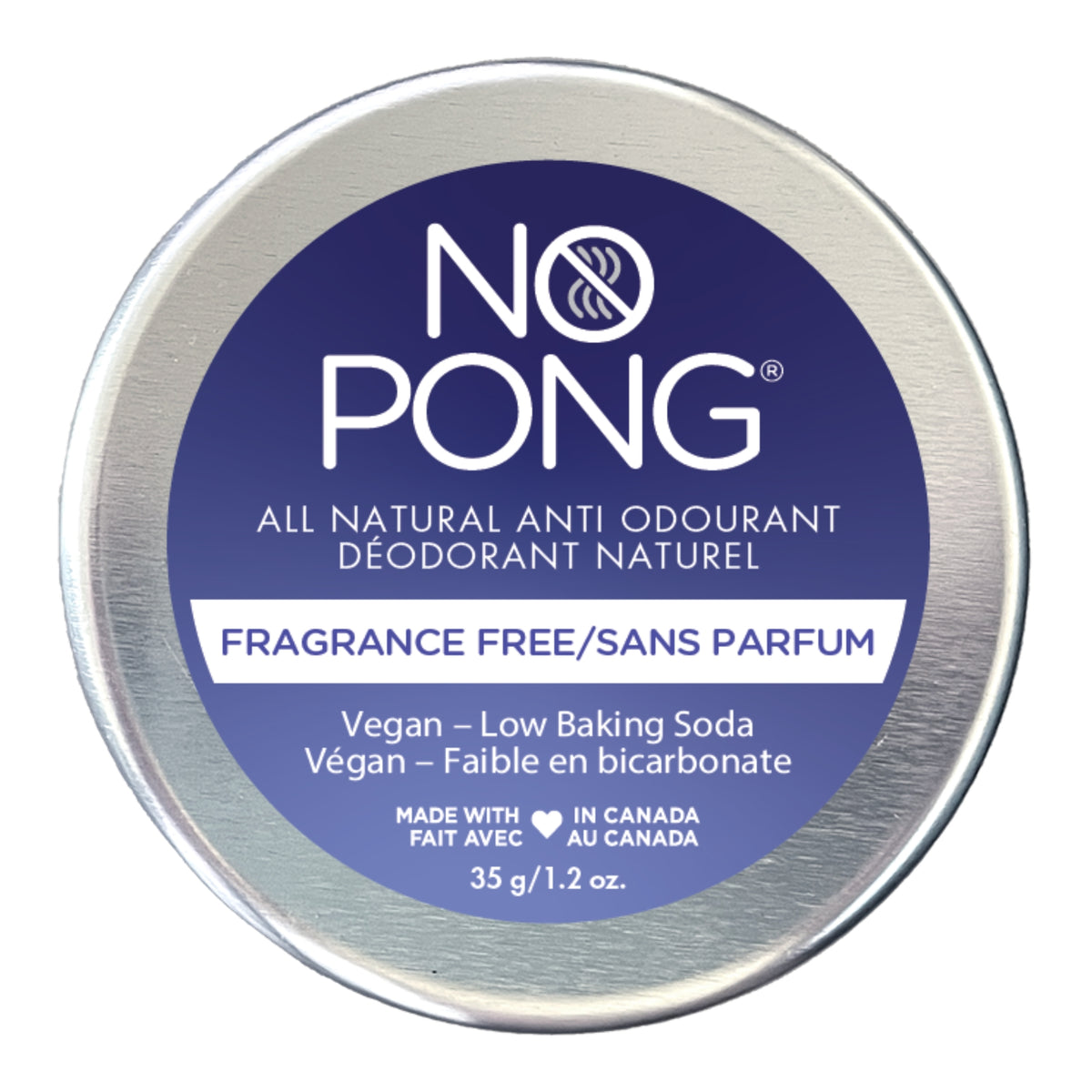 No Pong Natural Deodorant Cream, Aluminum-Free, Original, Bicarb Free, Fragrance Free Vegan or Spicy Chai, Case of 12 x 35g - Fragrance Free Vegan