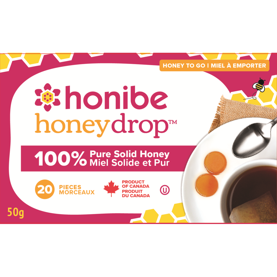Honibe Honey Drop, 100% Pure Solid Honey, Case of 12 x 20 Drops