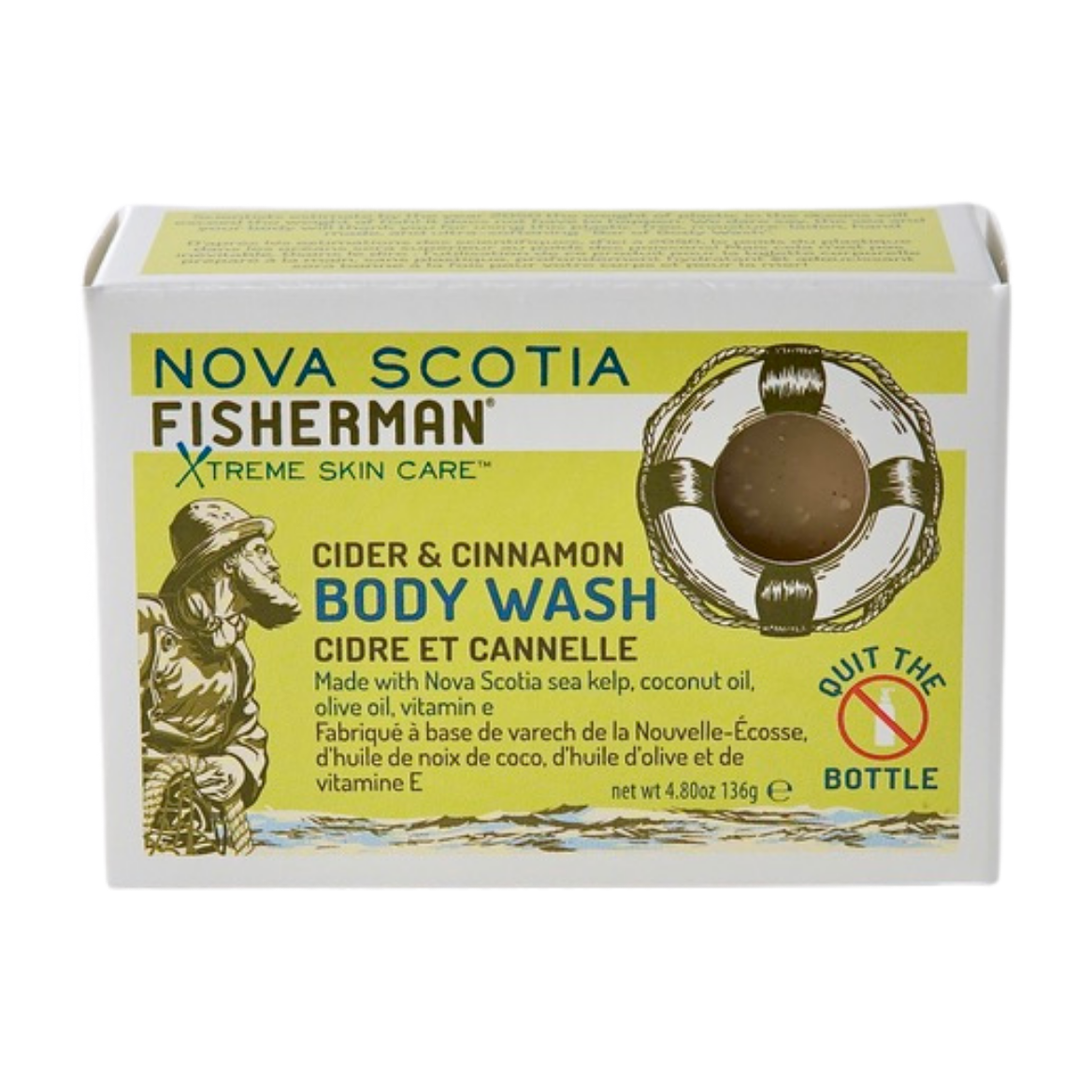 Nova Scotia Fisherman Sea Kelp Bar Soap, Handmade Cold Process Soap, 11 Scents, 95g-136g - Apple Cider (136g)