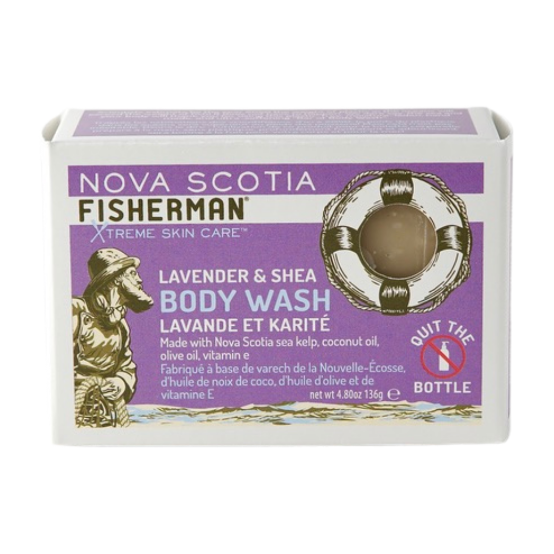 Nova Scotia Fisherman Sea Kelp Bar Soap, Handmade Cold Process Soap, 11 Scents, 95g-136g - Lavender (136g)