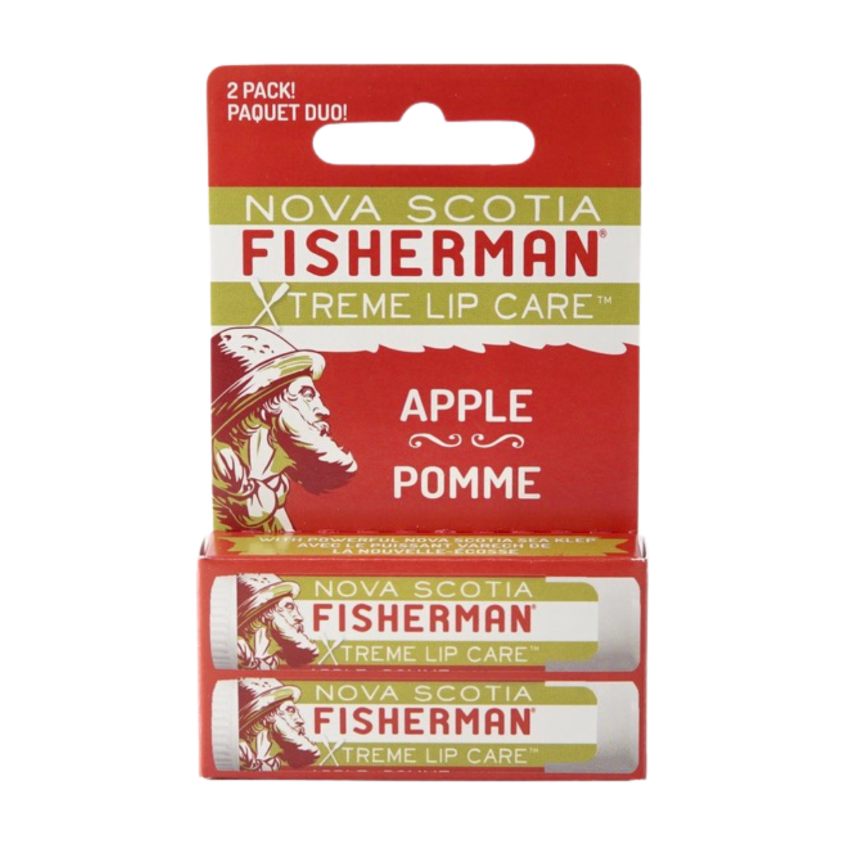 Nova Scotia Fisherman Sea Kelp Lip Balm Duo Pack, Blueberry, Seabuckthorn Citrus, Coffee or Apple, 2 Pack - Crisp Apple