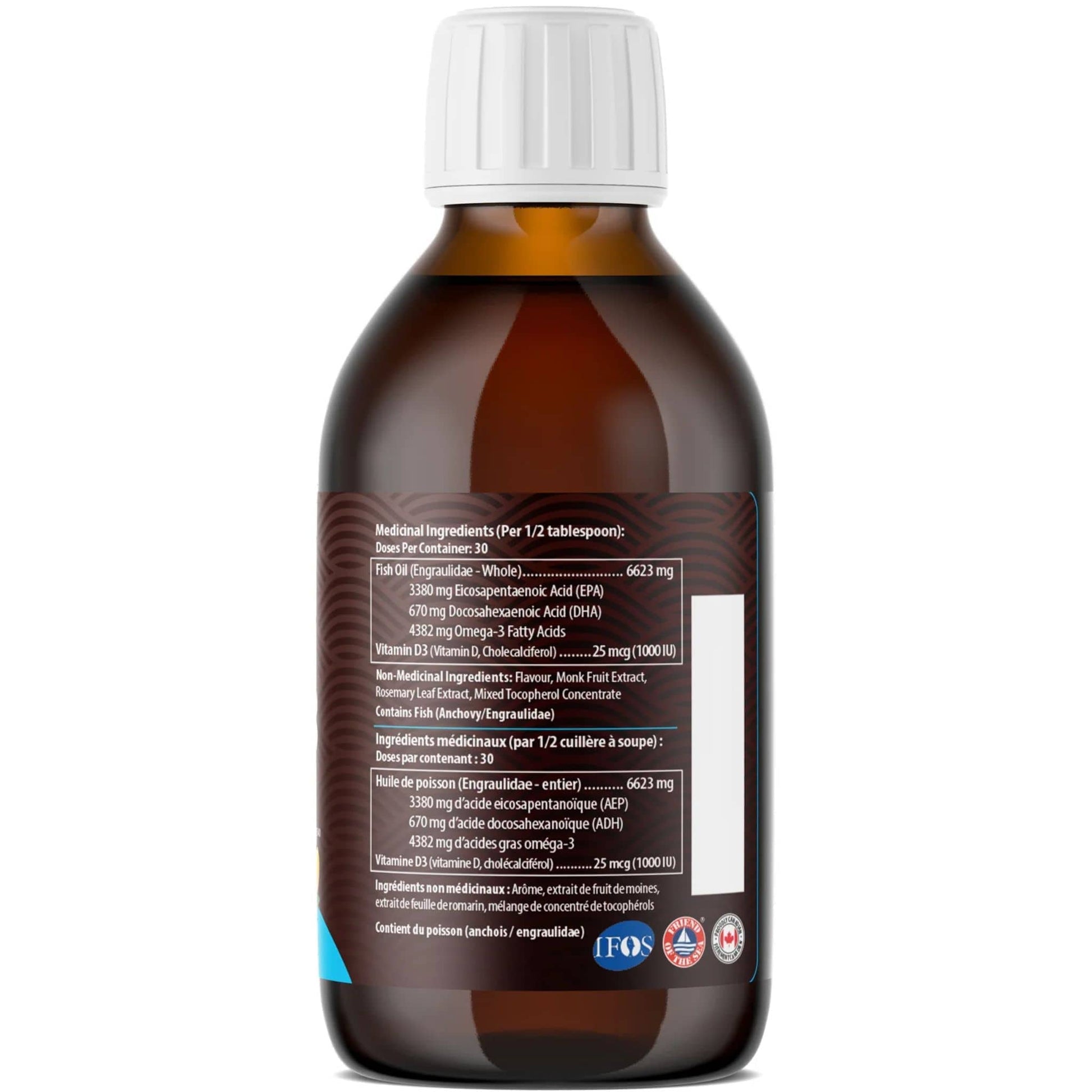 Orange Flavour, 255ml | AquaOmega High EPA Omega 3 Fish Oil, 5X Extra Strength Liquid Fish Oil