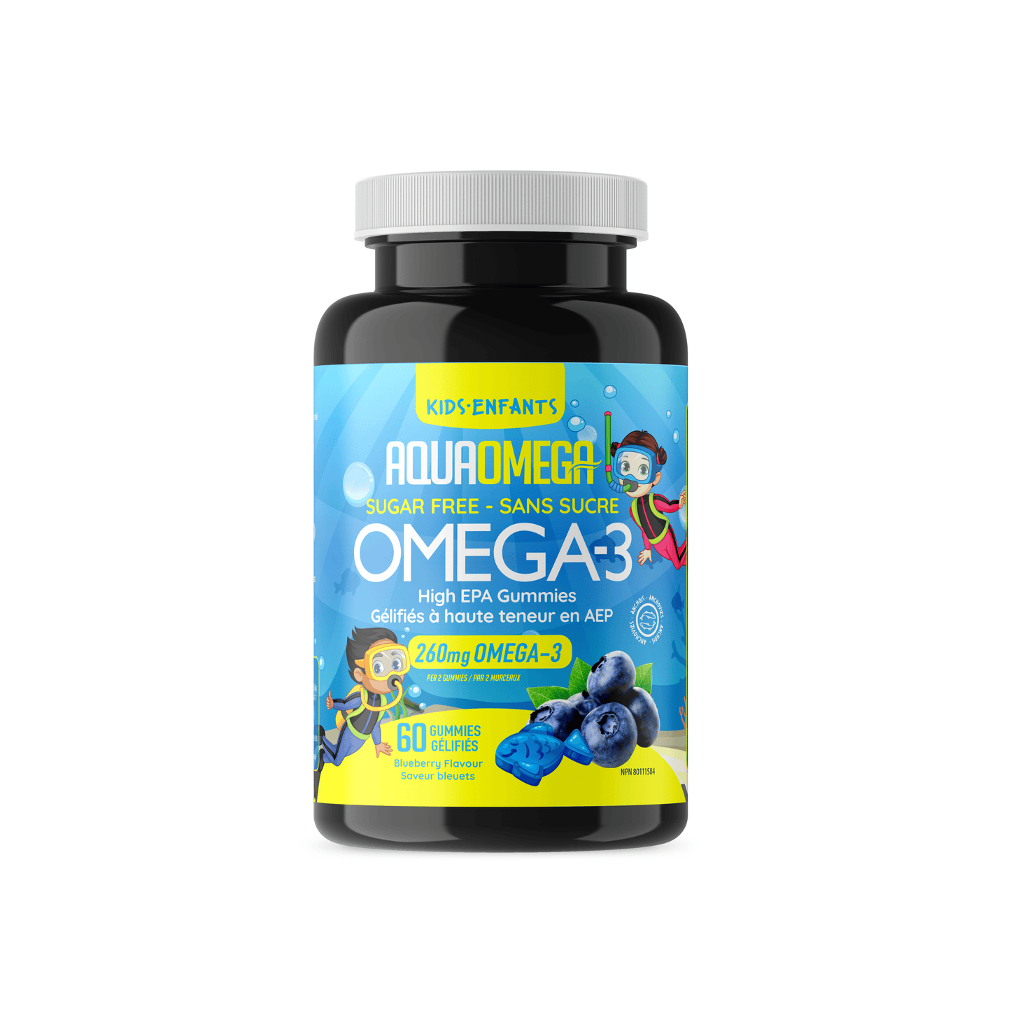 AquaOmega High EPA Omega 3 Kids Gummies Blueberry