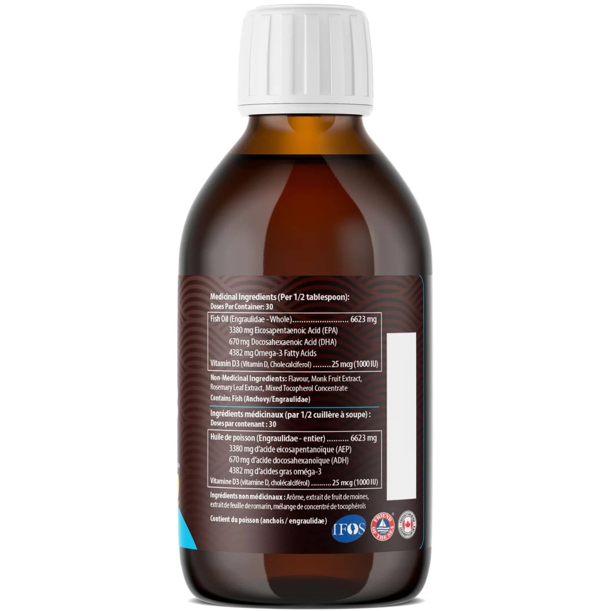 Lemon Flavour, 225ml | AquaOmega High EPA Omega 3 Fish Oil, 5X Extra Strength Liquid Fish Oil