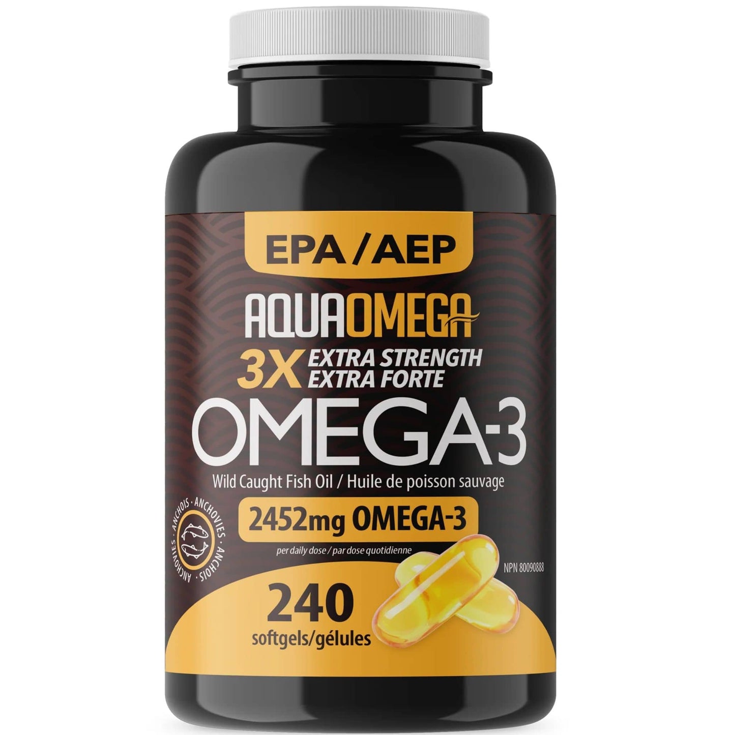 240 Softgels | AquaOmega Daily Maintenance Omega 3 Fish Oil, 3X Extra Strength Fish Oil