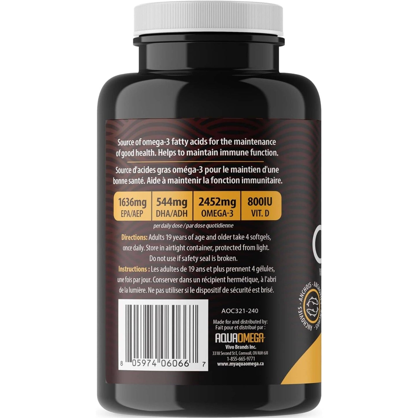 240 Softgels | AquaOmega Daily Maintenance Omega 3 Fish Oil, 3X Extra Strength Fish Oil