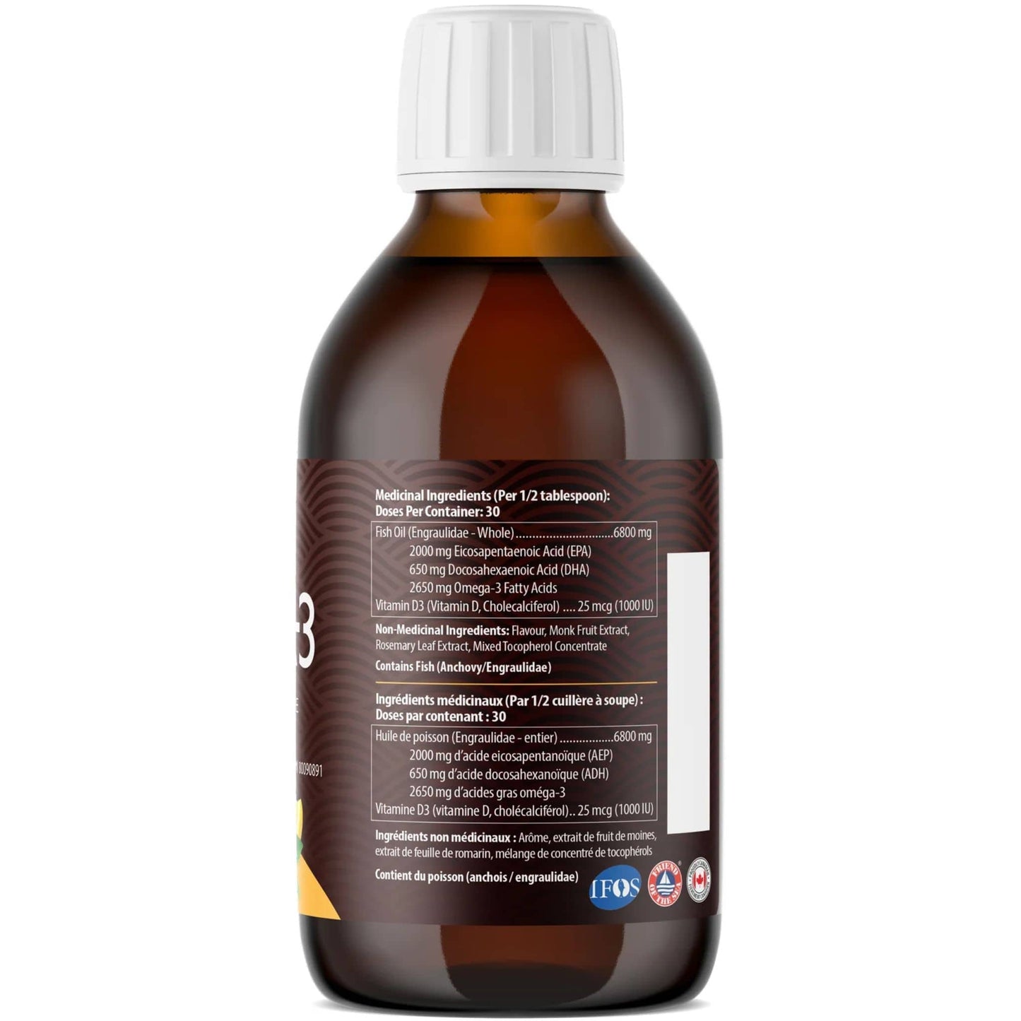 Lemon Flavour, 225ml| AquaOmega Daily Maintenance Omega 3 Fish Oil, 3X Extra Strength Liquid