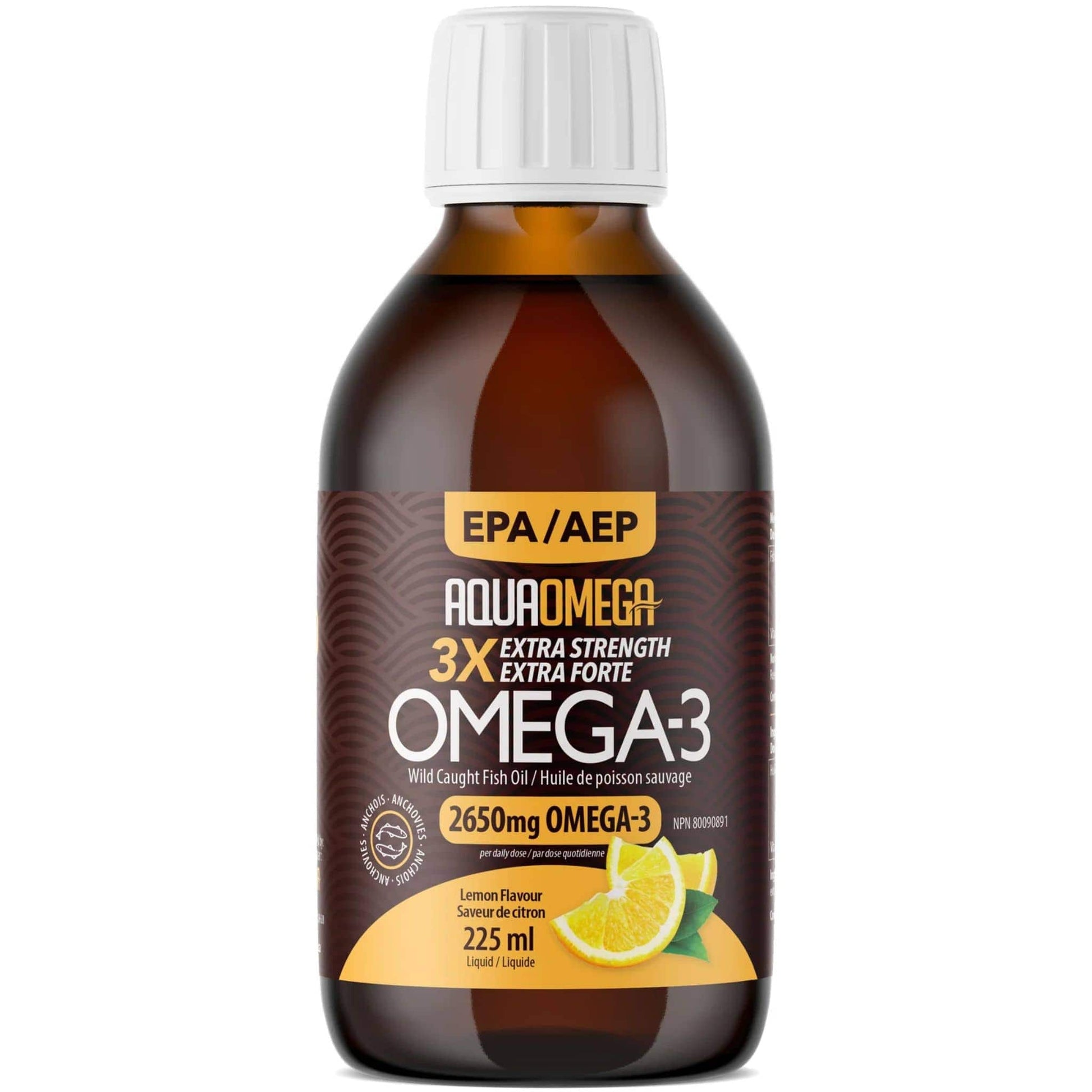Lemon Flavour, 225ml| AquaOmega Daily Maintenance Omega 3 Fish Oil, 3X Extra Strength Liquid