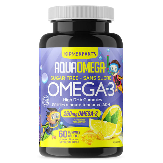 60 Gummies Lemon Flavour | AquaOmega High DHA Omega 3 Kids 
