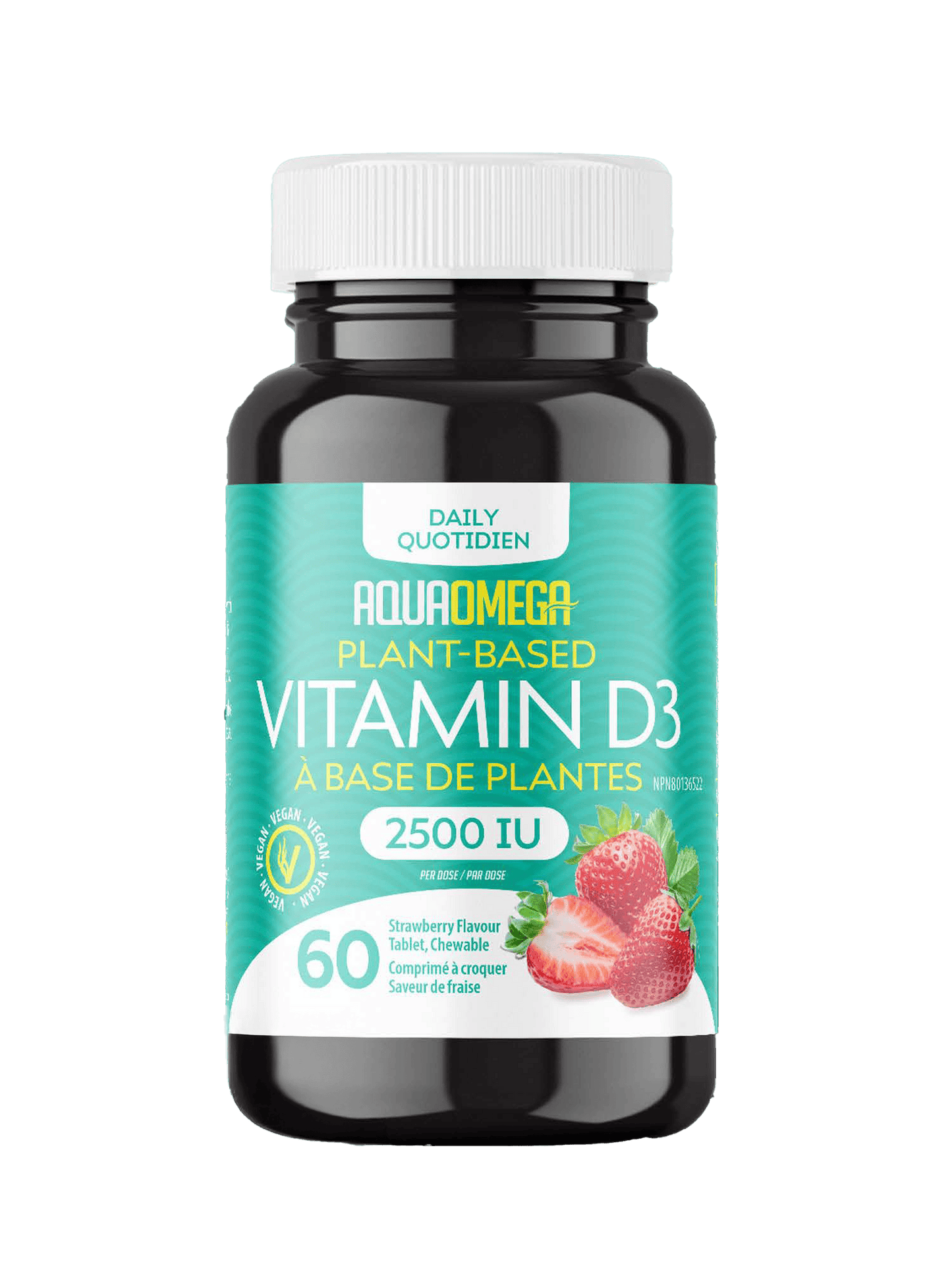 AquaOmega Plant-Based Vitamin D3 Chewables Strawberry