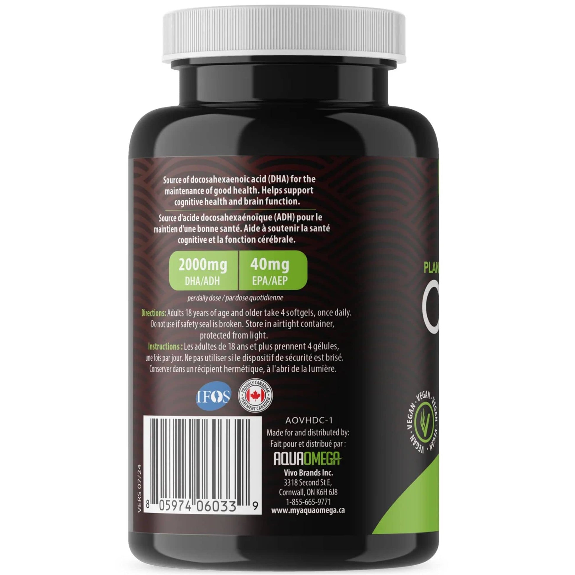 120 Softgels | AquaOmega Vegan Algae Oil Omega 3, High DHA