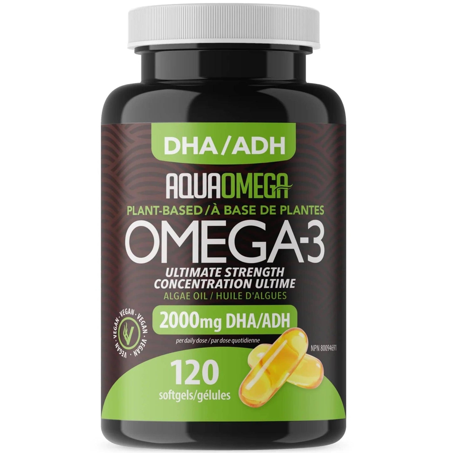 120 Softgels | AquaOmega Vegan Algae Oil Omega 3, High DHA