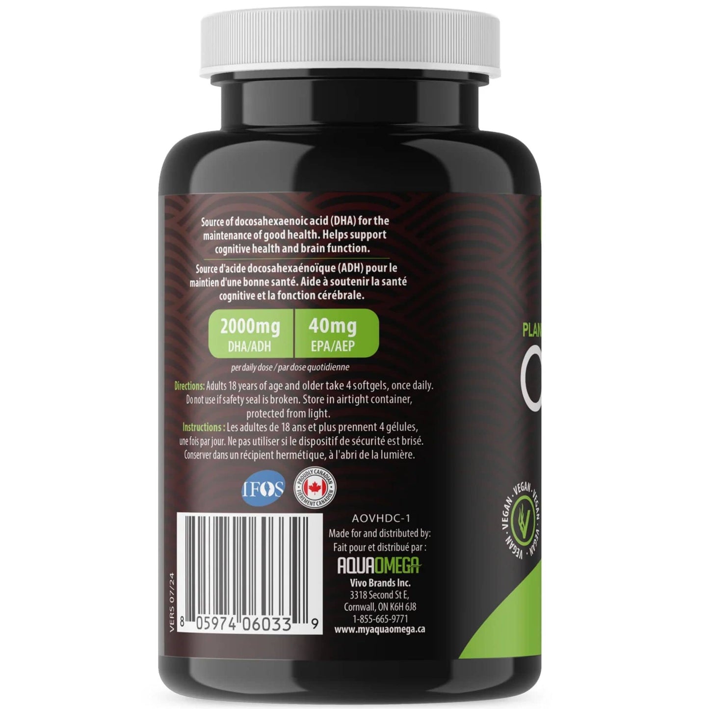 240 Softgels | AquaOmega Vegan Algae Oil Omega 3, High DHA