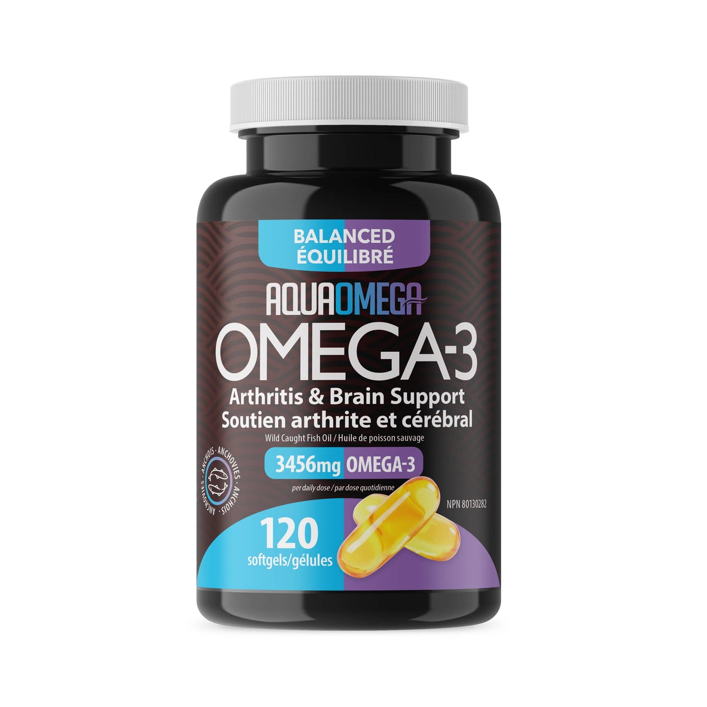 AquaOmega Omega-3 Balanced Fish Oil Softgels 120 Softgels