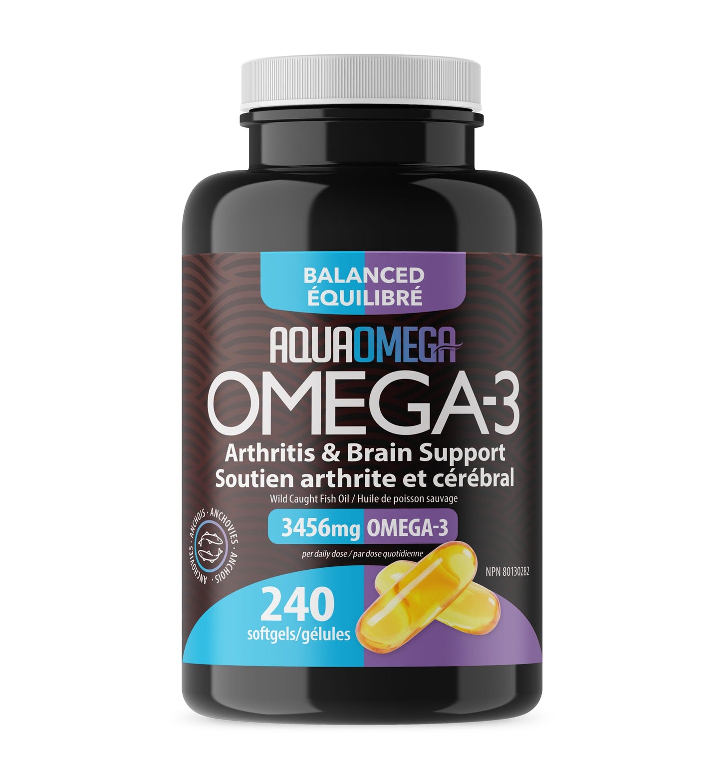 AquaOmega Omega-3 Balanced Fish Oil Softgels 240 Softgels