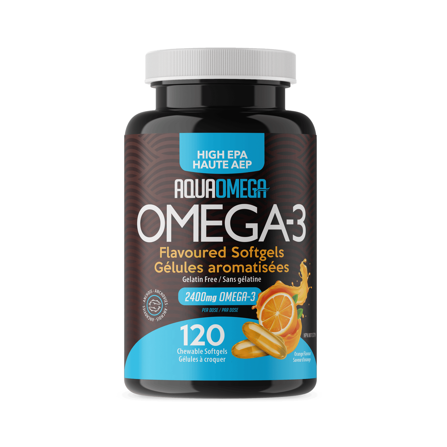 AquaOmega High EPA Omega 3 Chewable Softgels Orange