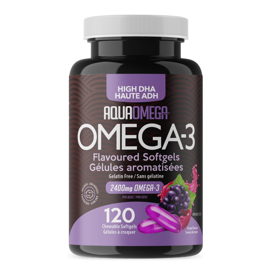 120 Chewable Softgels Grape Flavour | AquaOmega High DHA Omega 3 