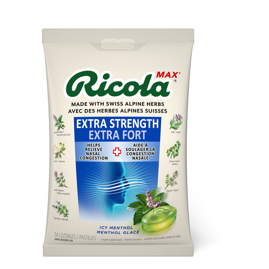 Ricola Extra Strength Icy Menthol Lozenges, Case of 6 x 34 Lozenges