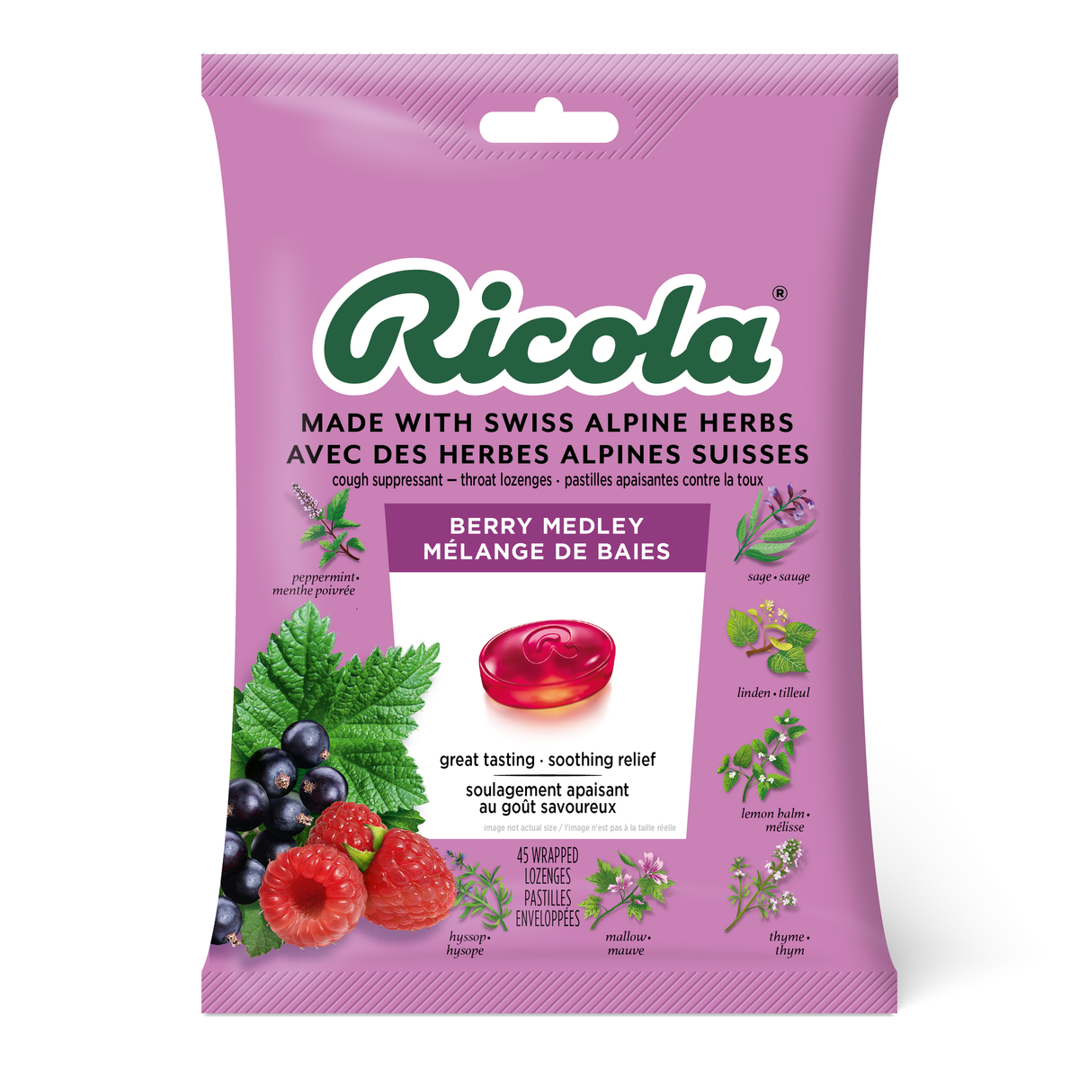 Ricola Berry Medley Lozenges Family Bag, Case of 6 x 45 Lozenges