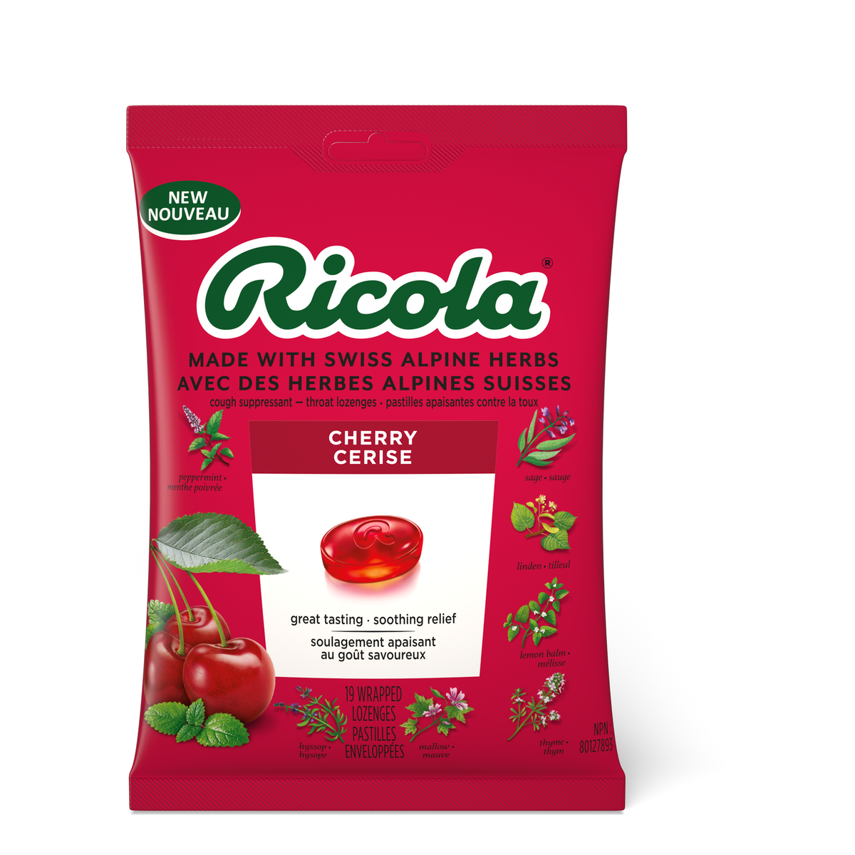 Ricola Cherry Lozenges, Case of 8 x 19 Lozenges