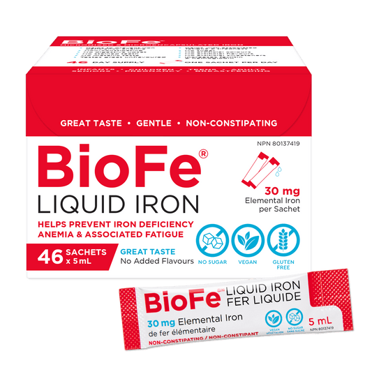 KidStar BioFe Liquid Iron 30mg Single-Serve Sachets, Sugar-Free, 46 Sachets