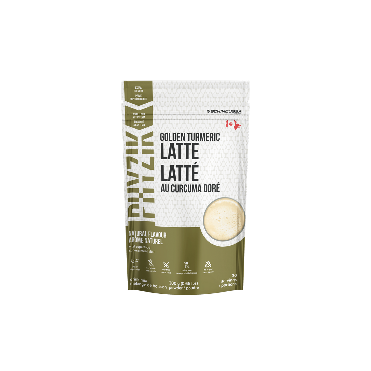 Schinoussa Superfood Latte Mix, Matcha Latte with Coconut Milk or Golden Turmeric Latte, Sugar-Free with Stevia, 300g - Golden Turmeric