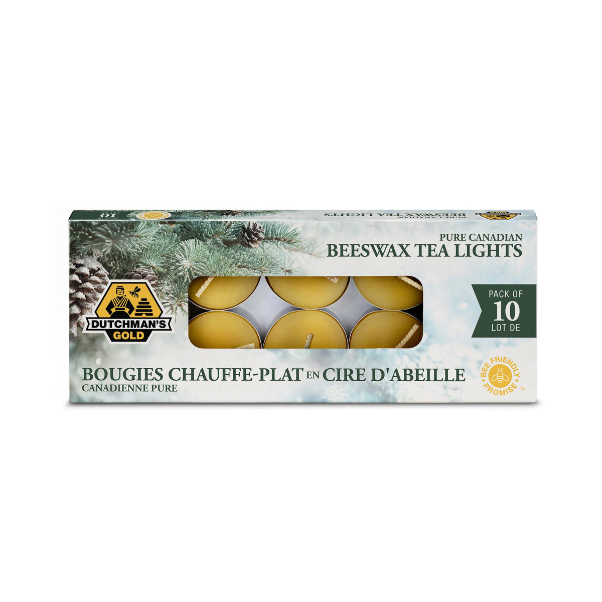 Dutchman's Gold Winter Wonderland Beeswax Candles, Tea Lights, 10 Pack