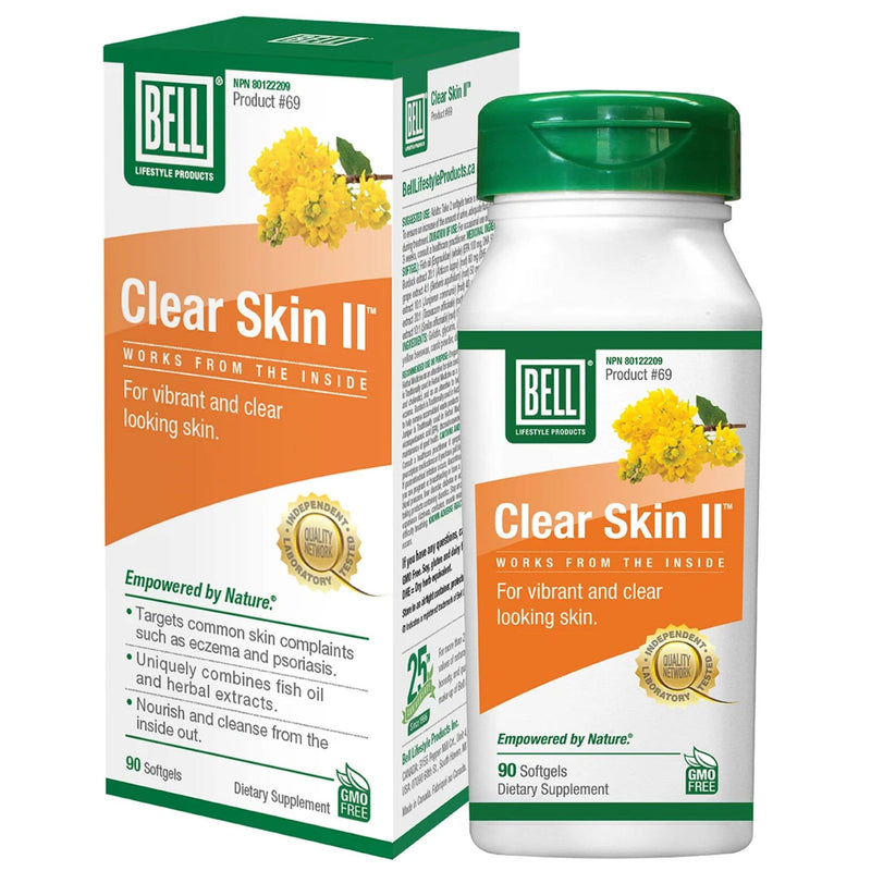 Bell Clear Skin II #69 (Formerly Help For Skin Disorders #60), Fish Oil with Burdock, Oregon Grape & Dandelion, 90 Softgels