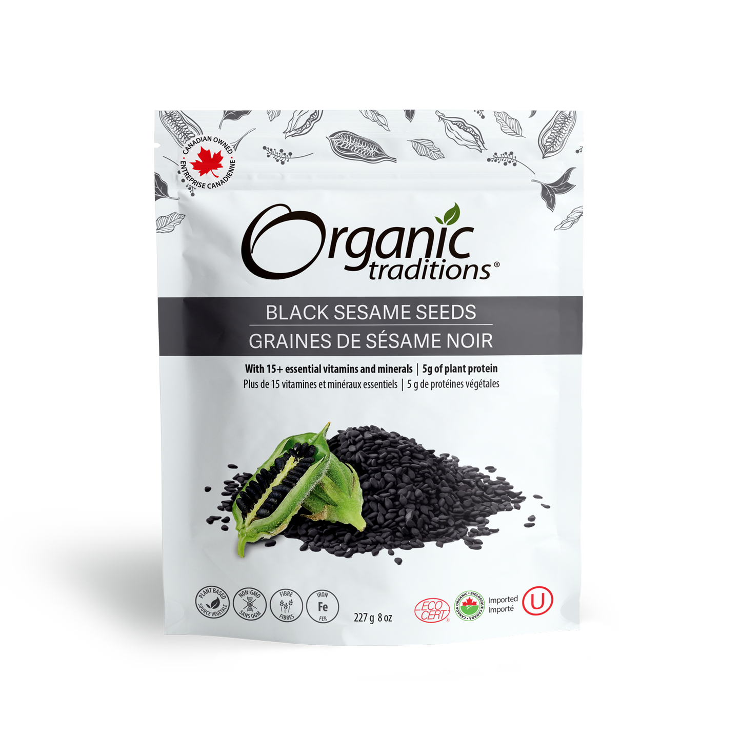 Organic Traditions Black Sesame Seeds, Organic, Rich in Vitamins, High in Fiber, High in Calcium for Strong Bones, 454g
