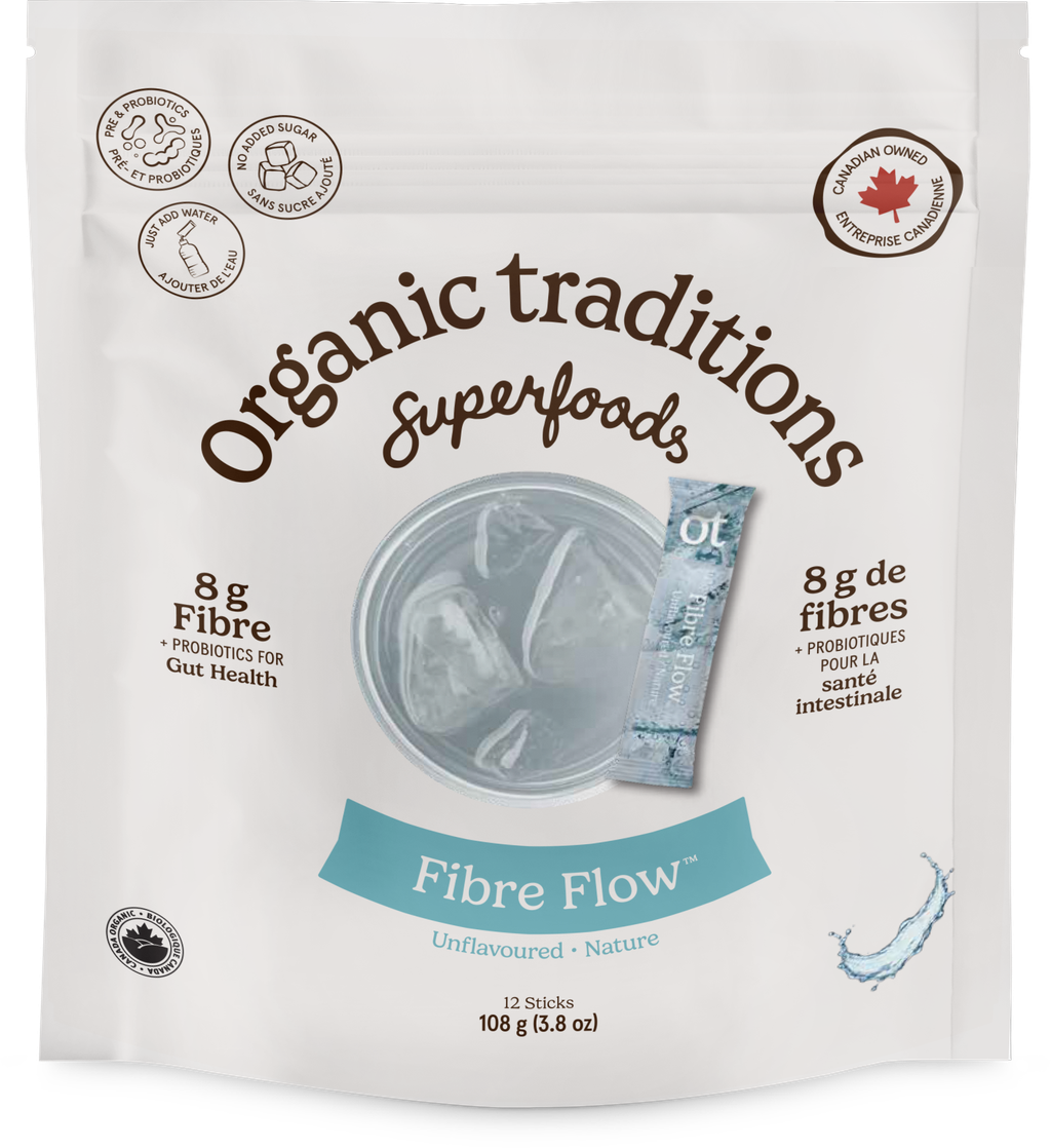 Organic Traditions Fibre Flow, Single-Serve Prebiotic Fibre Sachets, 7, 12 or 15 Servings