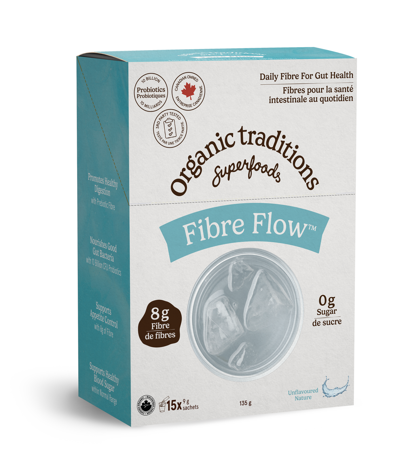 Organic Traditions Fibre Flow, Single-Serve Prebiotic Fibre Sachets, 7, 12 or 15 Servings