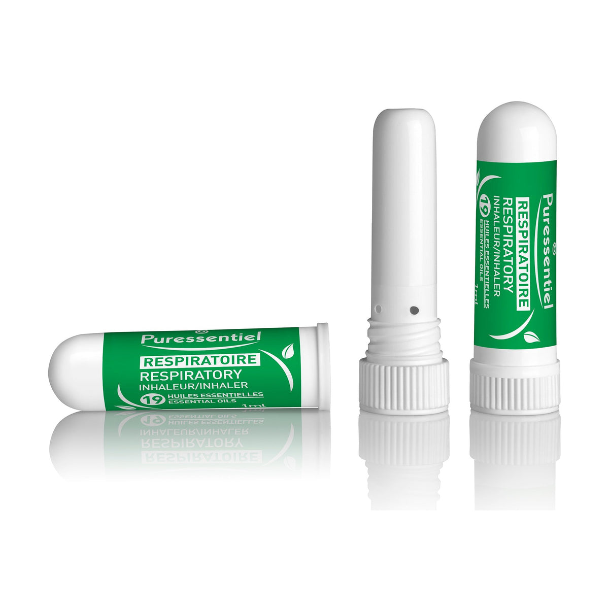 Puressentiel Respiratory Inhaler with 19 Essential Oils, Menthol and Camphor, Pocket Aromatic Nasal Inhaler, 1ml