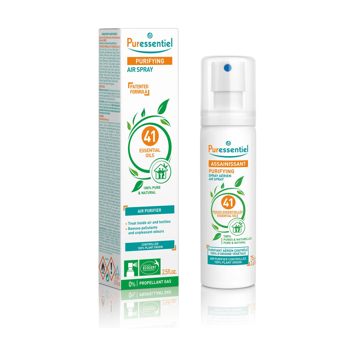 Puressentiel Purifying Air Spray with 41 Essential Oils, Room and Fabric Freshening Spray, Eliminates Odours, 75ml