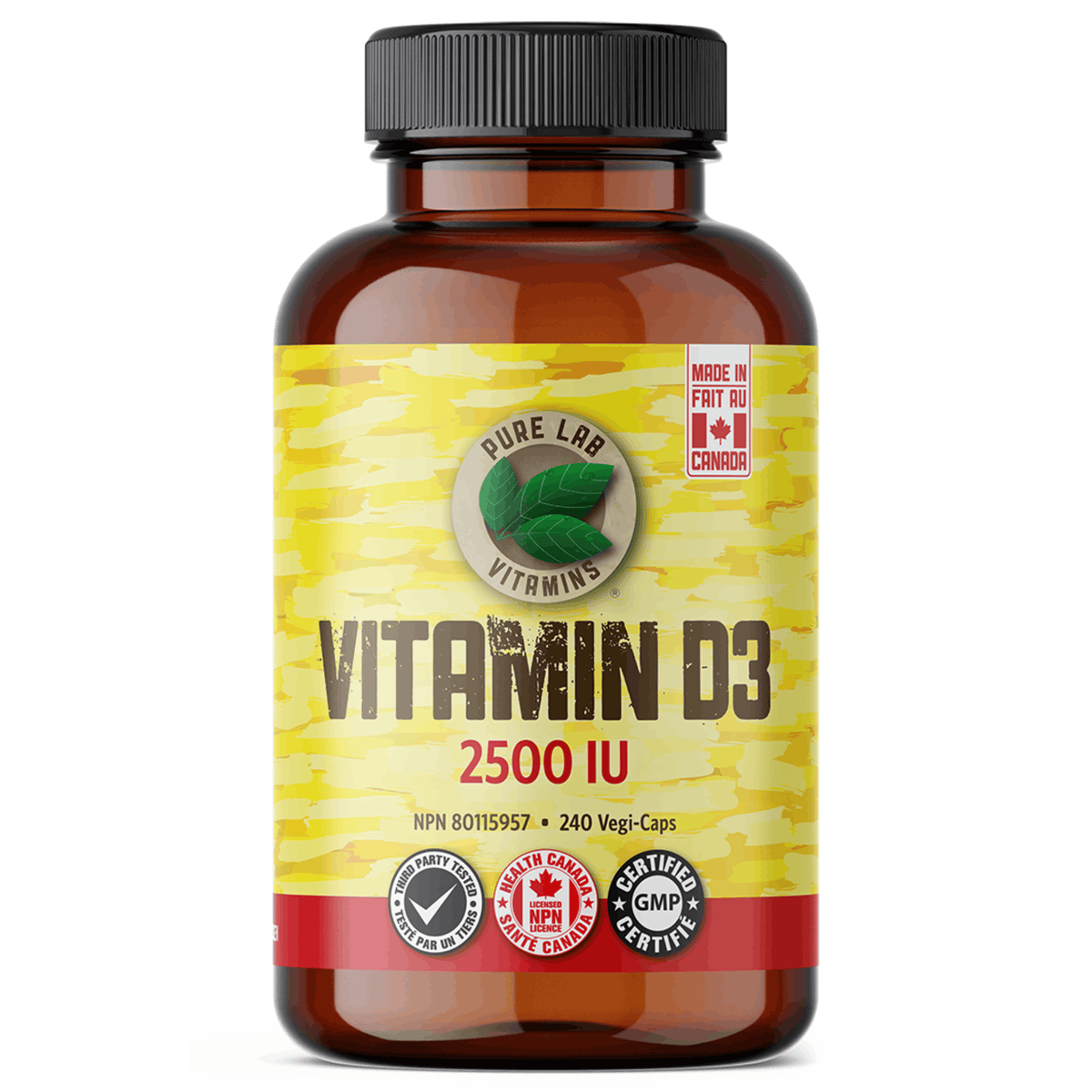 240 Vegetable Capsules | Pure Lab Vitamins Vitamin D3 Capsules