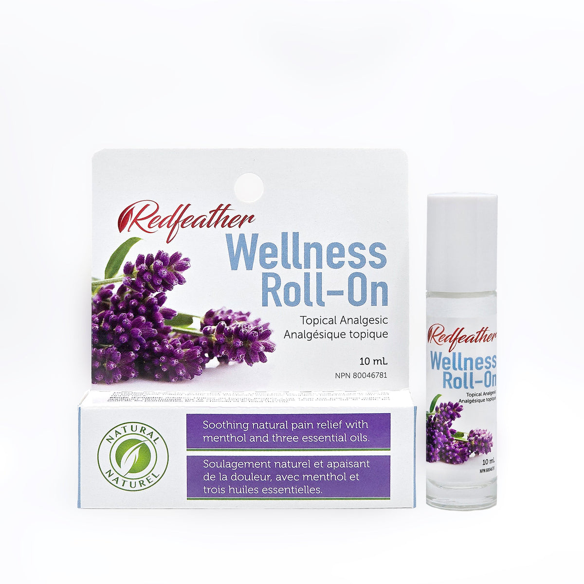 Redfeather Wellness Roll-On with 6.3% Menthol, Rose, Lavender and Peppermint Oils, Cooling Roll-On for Forehead, Temples and Neck, 10ml