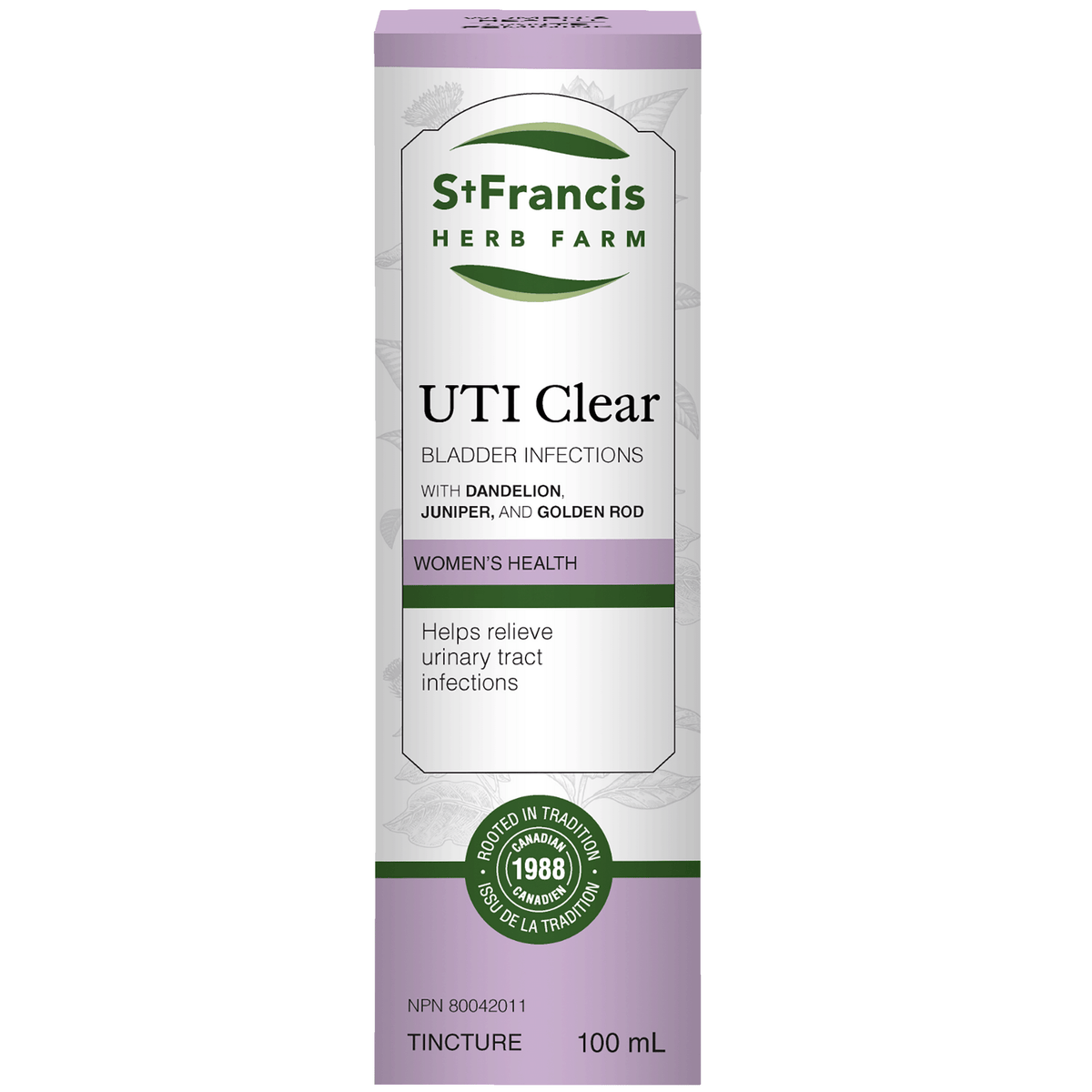 St. Francis UTI Clear Herbal Tincture with Juniper, Goldenrod and Marshmallow, Urinary Tract Antiseptic for Benign Urinary Tract Infections, 100ml