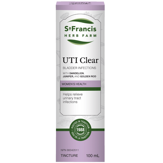 St. Francis UTI Clear Herbal Tincture with Juniper, Goldenrod and Marshmallow, Urinary Tract Antiseptic for Benign Urinary Tract Infections, 100ml
