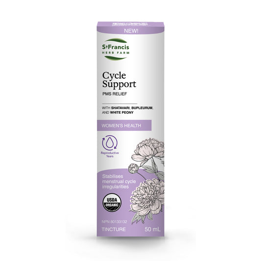 St. Francis Cycle Support Herbal Tincture with Bupleurum, Chaste Tree and Dong Quai, for PMS Symptoms and Menstrual Regularity, 50ml or 100ml - 50ml