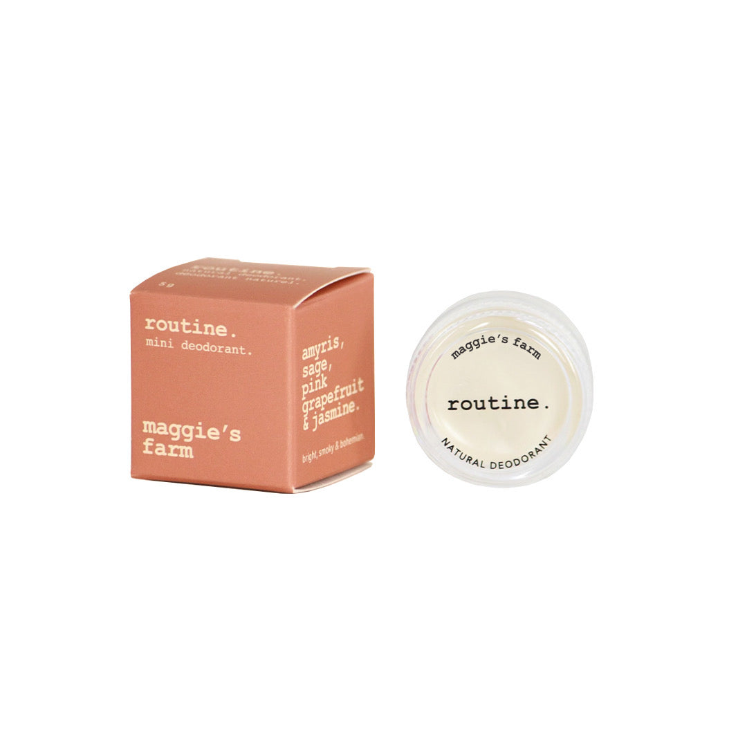 Routine Natural Deodorant Mini Cream, Travel and Trial Size in 21 Signature Scents, Classic, Vegan or Baking Soda Free, 5g - Maggie's Farm