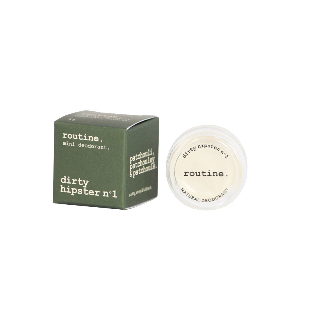 Routine Natural Deodorant Mini Cream, Travel and Trial Size in 21 Signature Scents, Classic, Vegan or Baking Soda Free, 5g - Dirty Hipster